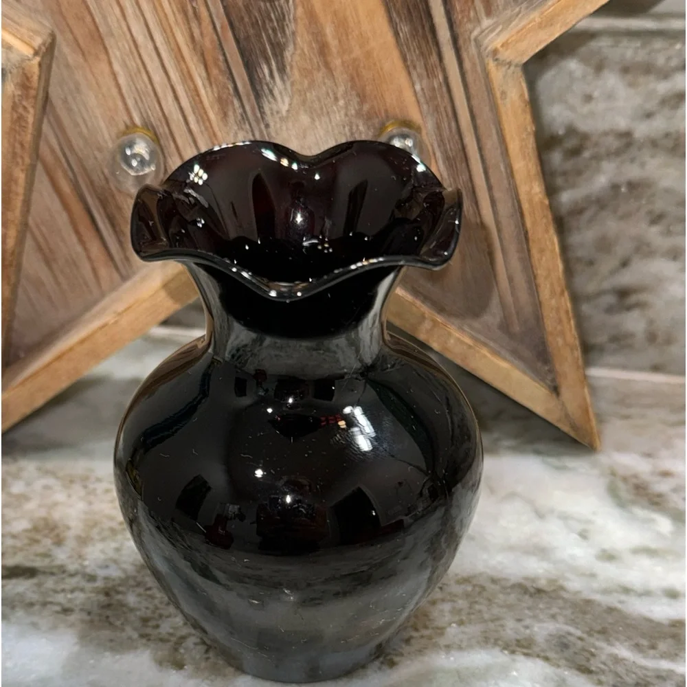 Vintage Amythest Purple and Cranberry Small Vanity Vases